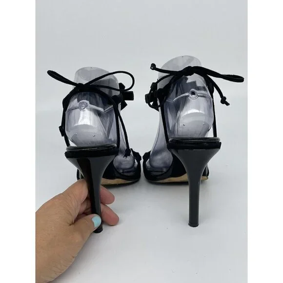 Oscar de la Renta Womens Black Sexy Strapy Sandals Shoes Size 38.5 IS 7.5
